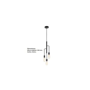 IM1 LAMPARA COLGANTE TUBOS NEGROS 26715B-3H 3L E27