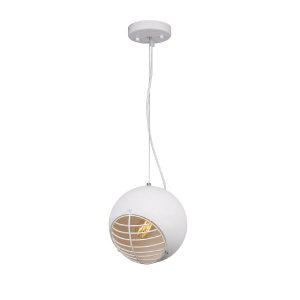 IM3 LAMPARA COLGANTE GLOBO BLANCO C/REJILLA 152004P-1WH/WH  1L E27