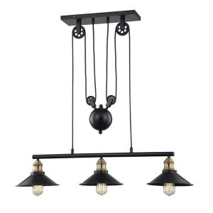 IM1 LAMPARA COLGANTE T/VINTAGE NEGRA LINEAL CON PESA 3L E27 27110C
