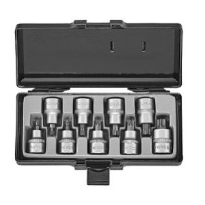 FORCE JUEGO CUBOS 9PZ CROMADO TORX ESPIGA 1/2 T20-T60 C/EST.4102