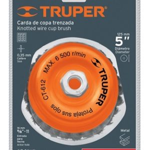 TRUPER CEPILLO ACERO COPA TRENZA FINO EJE M14 CT-612M (11544)