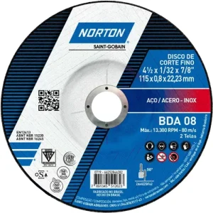 DISCO DE CORTE METAL 25P NORTON 115 X 0.8 – CÓD: 622