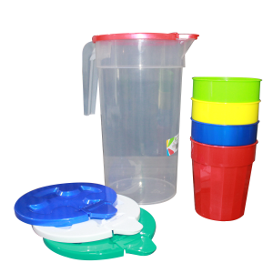 JARRA PLATICA DE 2-7 LITROS Y 4 VASOS